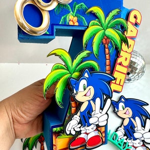 Decoración Fiesta Letras Sonic 3D Decoración Números Sonic 3D