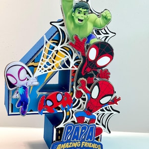 Spidey & his amazing friends The Amazing Friends Centerpiece Decor, Spiderman Party Favor, 3D Spiderman decor, Boy Spider-Man Birthday