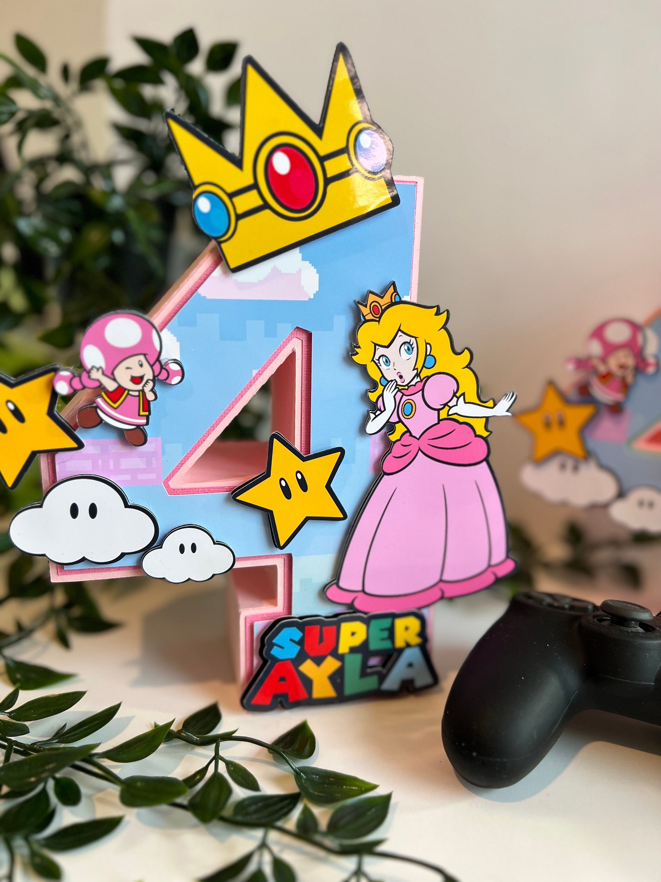 Decoración para tarta de Mario Kart Princess Peach Kong cifras de juguete  juego de 6 suministros para fiestas de cumpleaños y dibujos animados :  : Alimentos y Bebidas