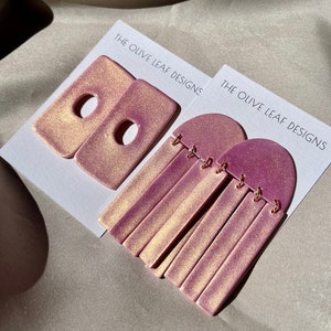 POLYMER CLAY EARRINGS | Pink & Gold — mini collection | Handmade Earrings | Spring clay earrings | Summer clay earrings