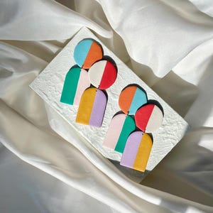 POLYMER CLAY EARRINGS | Multicolor dangles | Handmade Earrings | Minimalist Clay Earrings | Summer Clay Earrings | Colorful Clay Earrings