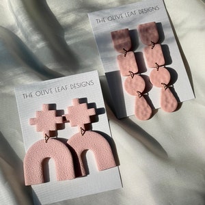 POLYMER CLAY EARRINGS | Light Pink Mini Collection | Handmade Earrings | Pink clay earrings | Cute clay earrings | Clay earrings for fall