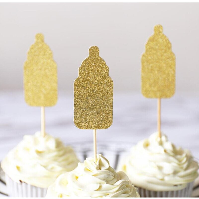 Custom Baby Bottle glitter Cupcake Toppers/Personalised | Etsy
