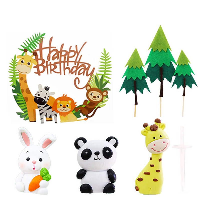 1set Animal Cake Topper Cake Decor Safari Jungle Animals Etsy