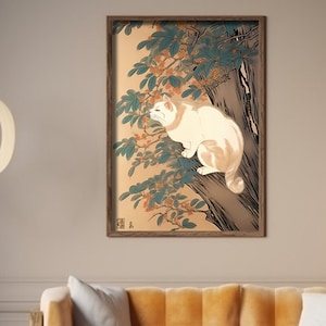 Cat Art Poster Japanese Wall Art Japanese Art Prints Japandi Décor Pet Wall Art Minimalist Wall Art Japanese Vintage Art Home Decor