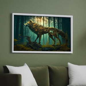 Steampunk Decor Animal Drawing Steampunk Wolf Painting Forest Drawing Steampunk Victorian Art Wall Decor For Home Gift For Friend Home Decor