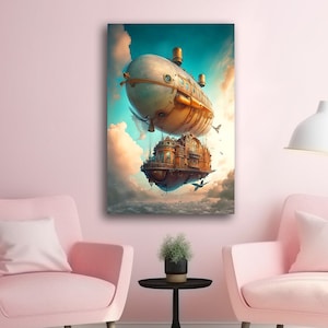 Steampunk Decor Vintage tekening Steampunk luchtschip Retro Art Steampunk Victoriaanse kunst Wall Decor voor thuis cadeau voor vriend Cafe Decor Wall Art