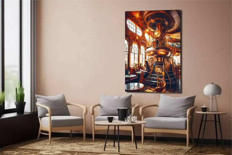 Steampunk Decor Vintage Drawing Steampunk Painting Train Drawing ...
