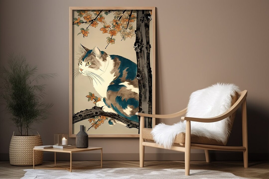 Cat Poster Japanese Wall Art Japanese Art Prints Japandi Décor Cat Wall ...