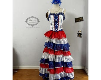 French Cancan Dance Costume: 360 Flared Skirt, Burlesque Showgirl Outfit