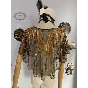 1920s Art Deco Gatsby Sequin Beaded Sheer Capelet/Roaing Shrug Shawl/Bolero Flapper Wedding Bridal Cover Up Birthday Party Accessories