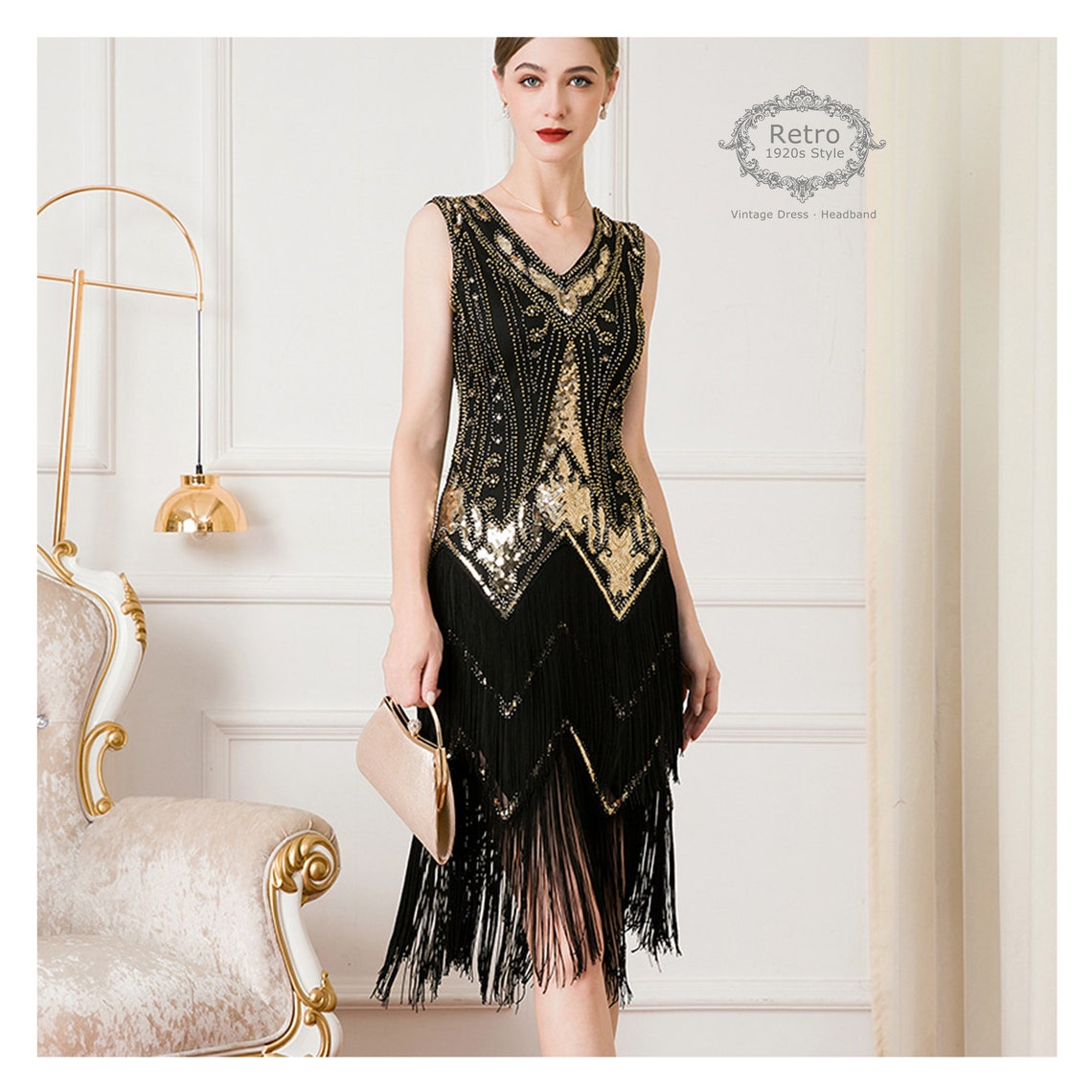 1920s Art Deco Charleston Downton Abbey Fringed Sequin Dress - Etsy