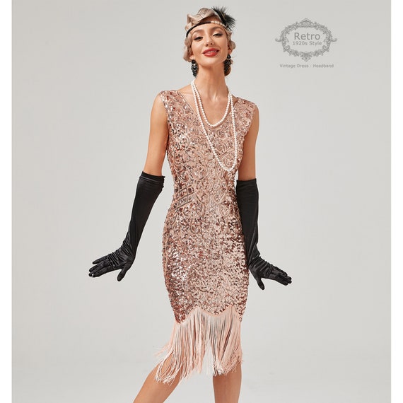 Adult Roaring 20s Gold Art Deco Flapper Costume Plus Size