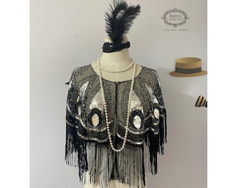 Capa de lentejuelas Art Déco de los años 20: vestido de novia estilo Gatsby estilo Flapper