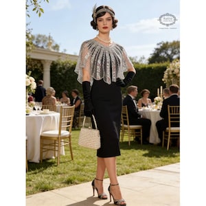 1920s Sequin Beaded Capelet: Art Deco Flapper Cover Up