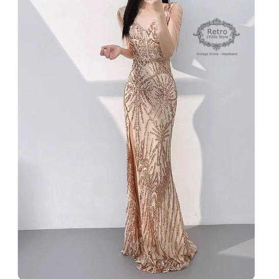1920s Sequin Gatsby Dress: Mermaid Prom, Wedding, Cocktail Gown - Etsy  Israel