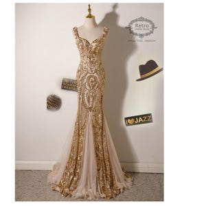 Vestido de festa formal estilo Gatsby dos anos 1920, vestido de coquetel com lantejoulas, vestido de baile sereia, vestido de noiva, vestido de convidada.