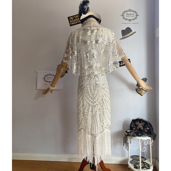 IWIWB 1920s Flapper Dress – Sequin Beaded Fringe Gatsby Dress, Knee Length, Sizes 4-18