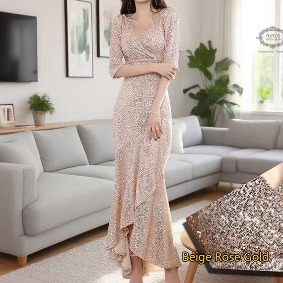 1920s Gatsby Sequin Mermaid Dress: Silver Cocktail, Prom, Wedding