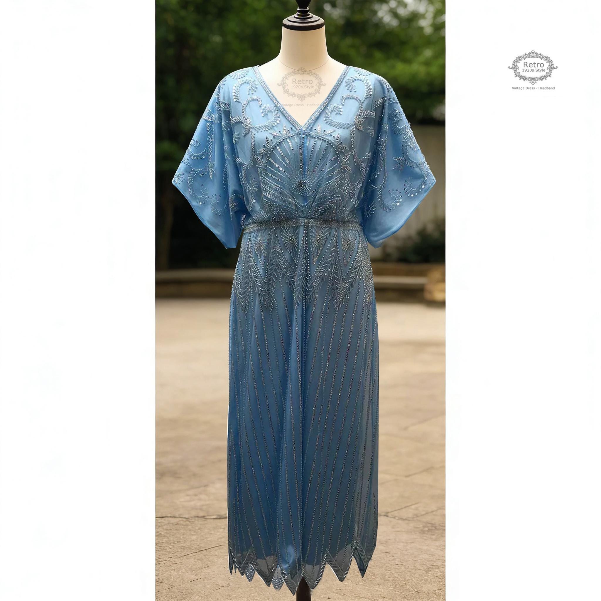 1920s Beaded Maxi Dress | Art Deco Embroidered Evening Gown 1920s Beaded Maxi Dress | Art Deco Embroidered Evening Gown