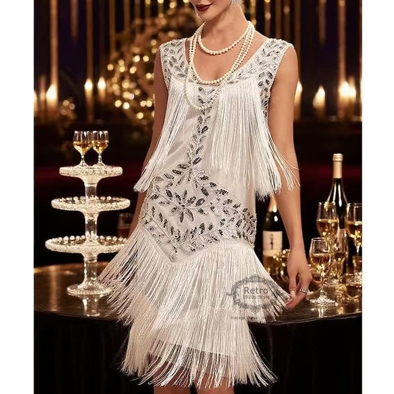 1920s Gatsby Flapper Dress: Beaded Sequin Embroidered Evening Gown - Etsy
