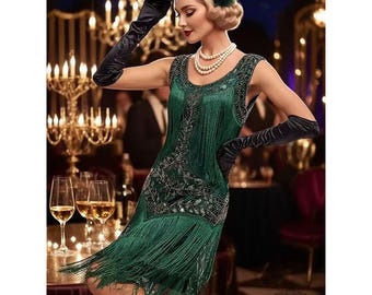 Vrouwen Roaring 20s Flapper Fancy Dress Spaghetti Bandjes Rode Gatsby Fringed Jurk – NL