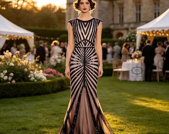 Sequin Mermaid Flapper Dress: 1920s Gatsby Style, Evening Party + Accessories