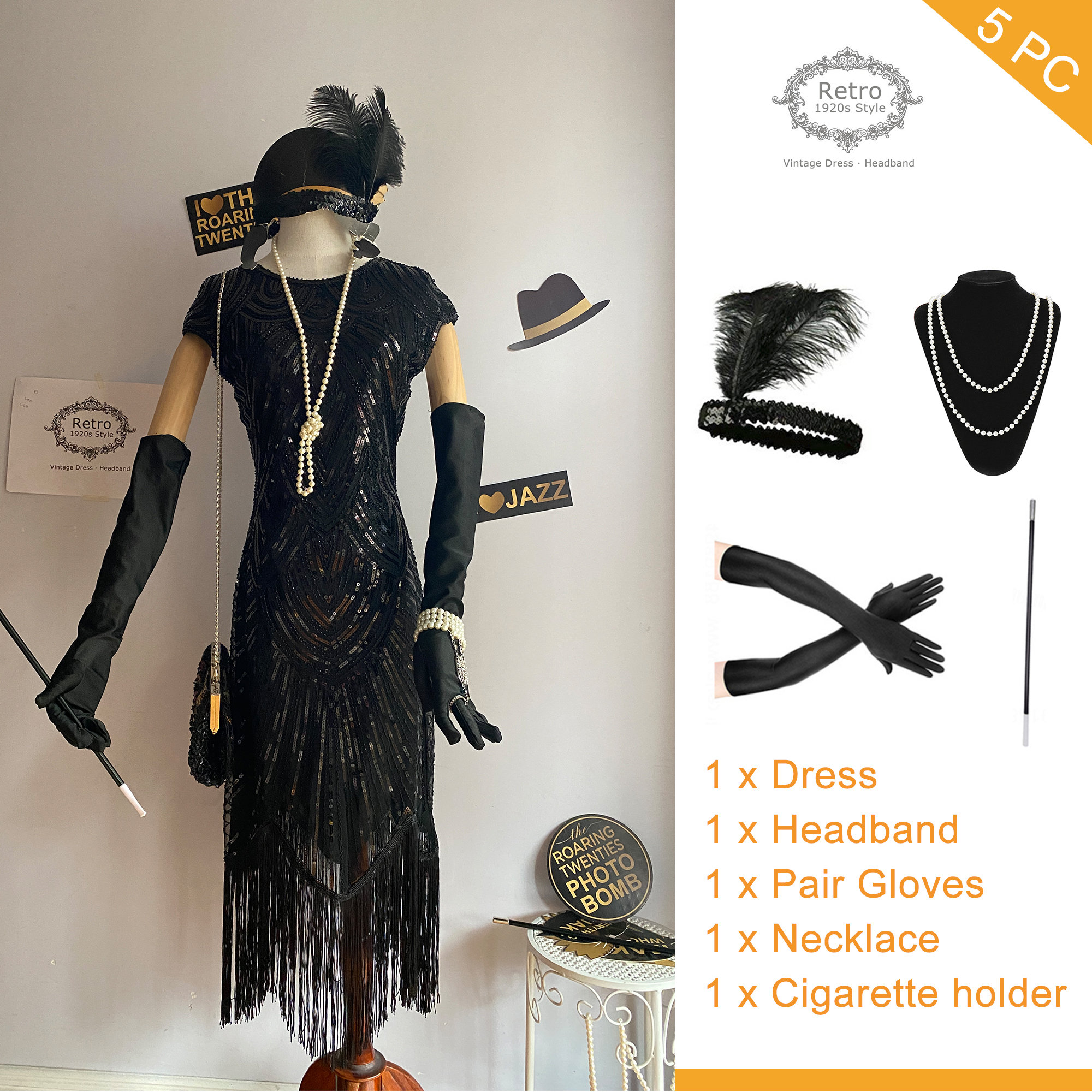 Roaring Twenties Great Gatsby Outfits For Ladies Black Great Gatsby Dress With Sweetheart Neckline Roaring Twenties Great Gatsby Outfits For Ladies Black Great Gatsby Dress With Sweetheart Neckline