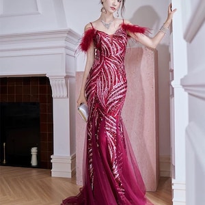 Sequin Mermaid Gown: 1920s Gatsby Evening Prom Dress