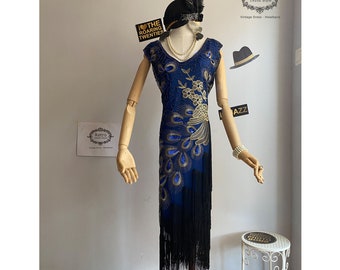 1920s Vintage Peacock Sequined Tassel Great Gatsby Flapper
