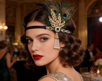 1920s Women Flapper Great Gatsby Vintage Beaded Headpiece Charleston Downton Abbey Bridesmaid Wedding Headband  Art Deco Roaing Accessories