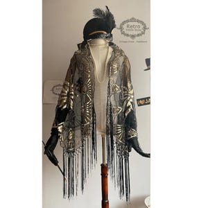 1920s Roaing Flapper Party Sequins Beaded Shawl Wraps Gatsby Beaded Evening Cape Bridal Long Tassels Shawl for Evening Dresses Wedding Party