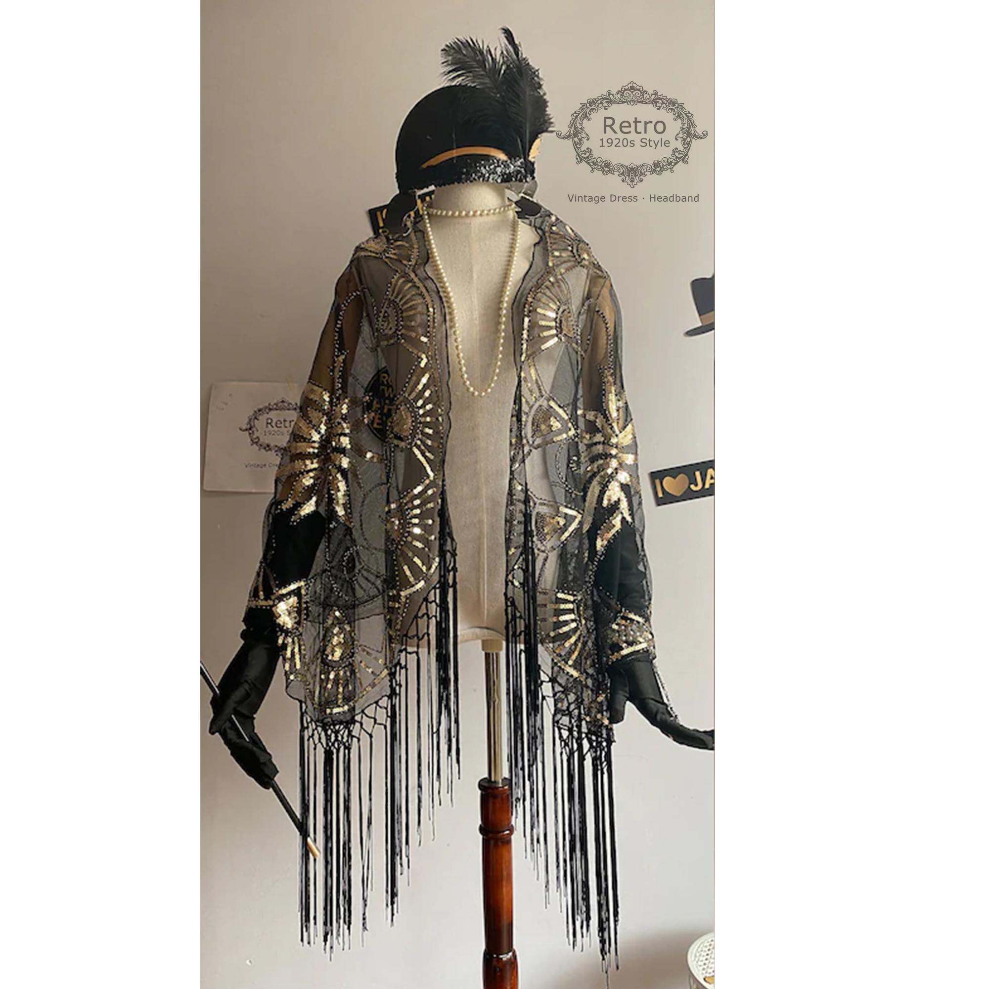 1920s Roaing Flapper Party Sequins Beaded Shawl Wraps Gatsby 1920s Roaing Flapper Party Sequins Beaded Shawl Wraps Gatsby