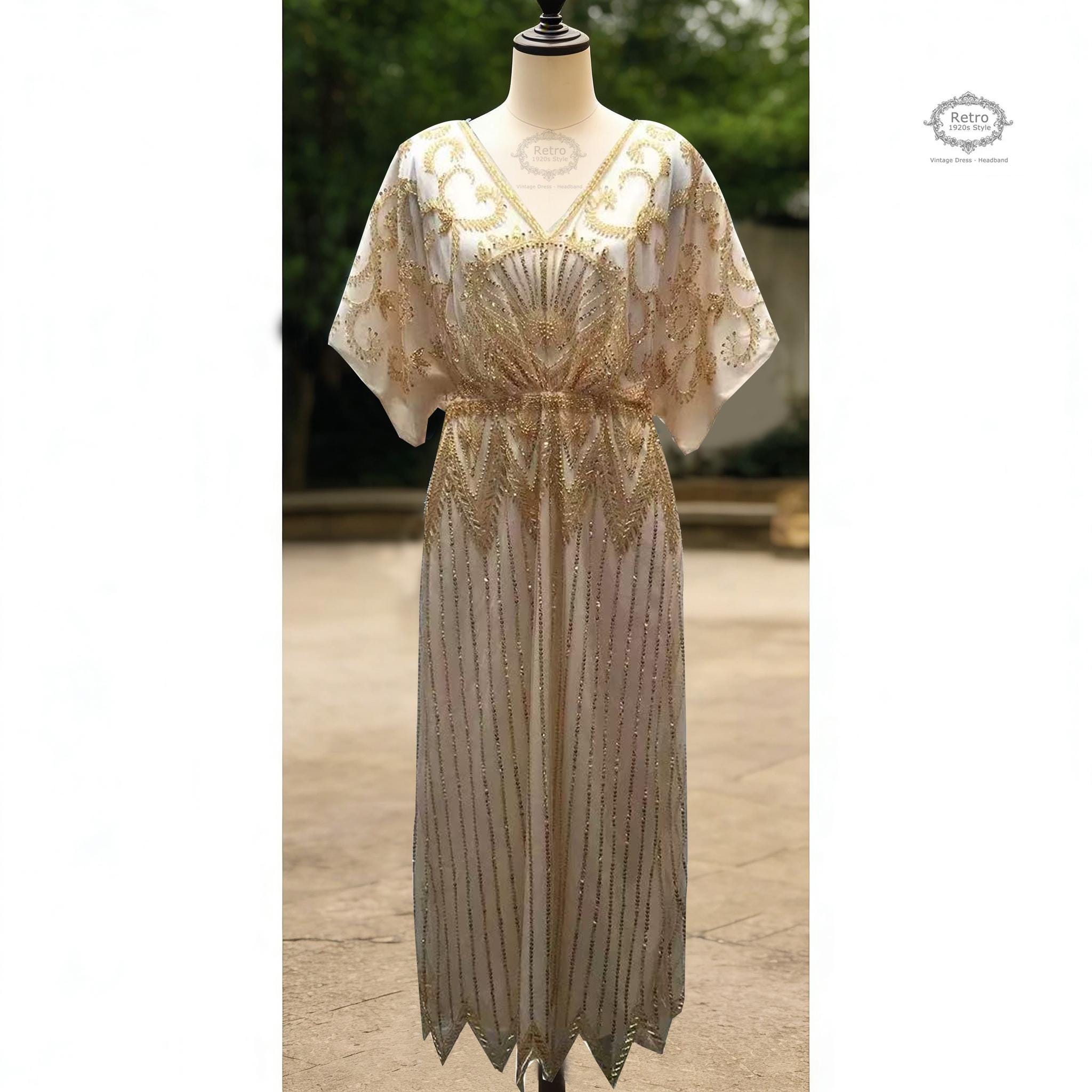 nightway beaded 1920s party evening maxi fishtail dress Vintage Beaded Feather Prom Dresses with Slit Mermaid 1920s Evening Dress 22132 Emerald / US6 main image 0
