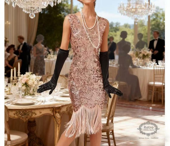 1920s Gatsby Flapper Dress: Beaded Sequin Embroidered Evening Gown - Etsy  Hong Kong