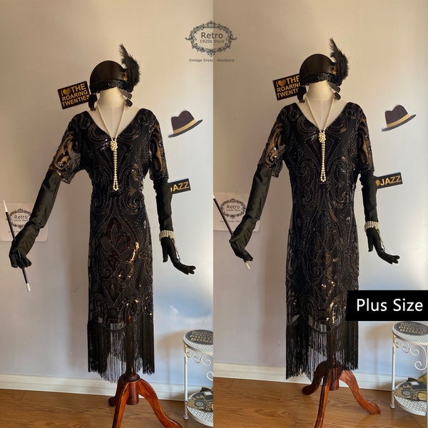 1920s Art Deco Fringed Sequin Dress 20s Flapper Gatsby Costume Dress /Flapper Dress 1920 Great Gatsby Themed Roaring 20s Dresses