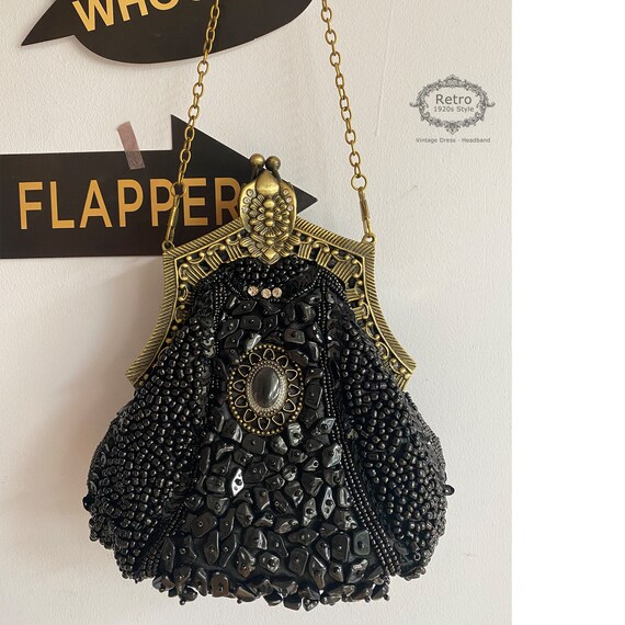 1920s Vintage Inspired Gatsby Flapper Art Deco Beaded Handbag