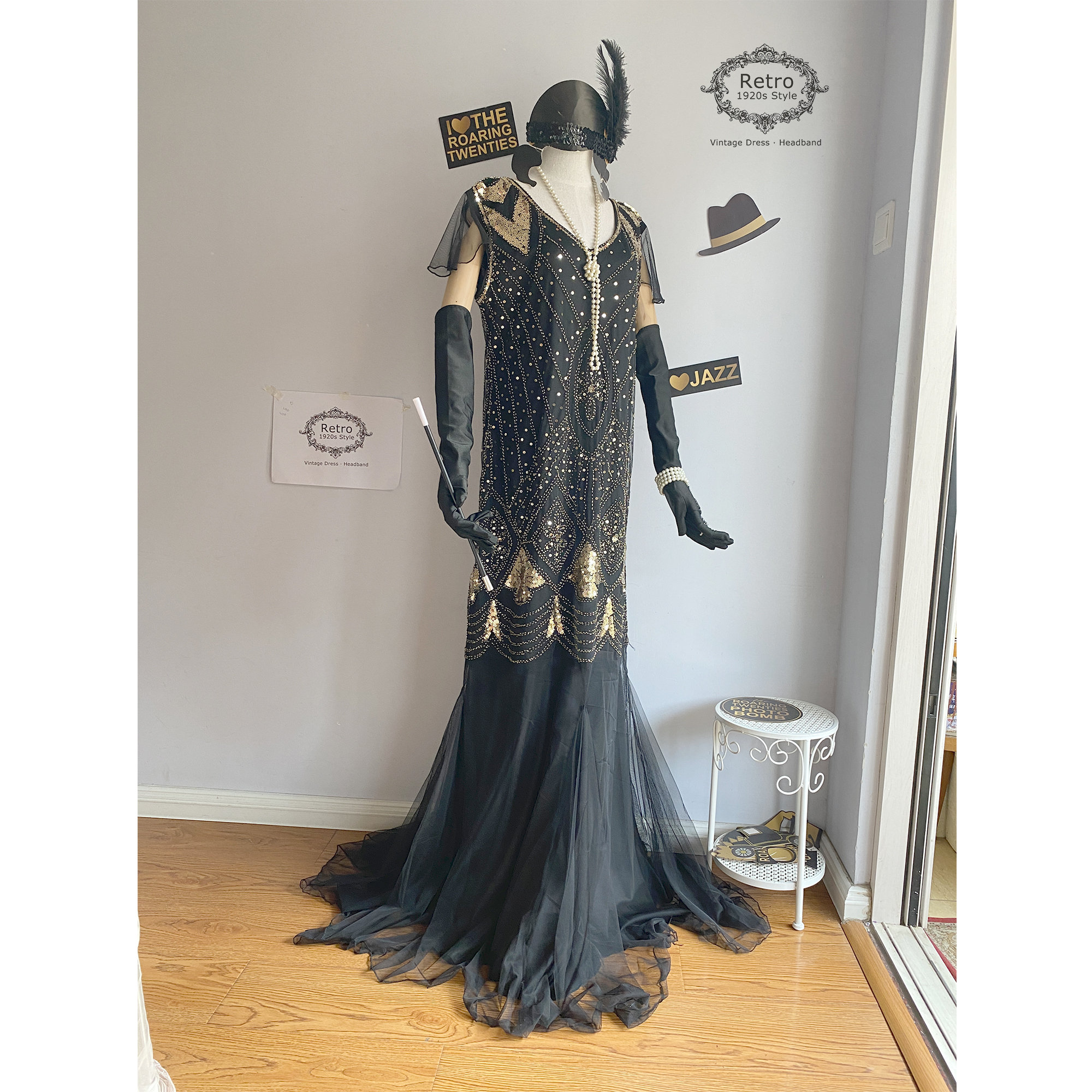 Abito Anni 20 Con Paillettes E Frange - Vestito Da Sera Donna Per Feste A Tema Charleston E Carnevale - Foto 9