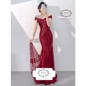 1920s Gatsby Sequin Mermaid Gown, Evening Prom Dress