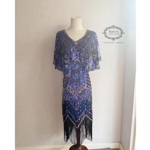 3PC S-4XL Roaring 1920s Women Gatsby Costume Flapper Dress Fringed Dress Sequins beaded Embroidered Gown & Shawl(1 Dress,1 Shawl)