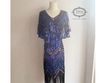 XS-XXL レディース Roaring 20年代 Vネックギャツビードレス