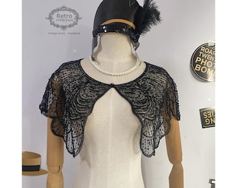 Capa con cuentas y lentejuelas, chal estilo Gatsby de los años 20