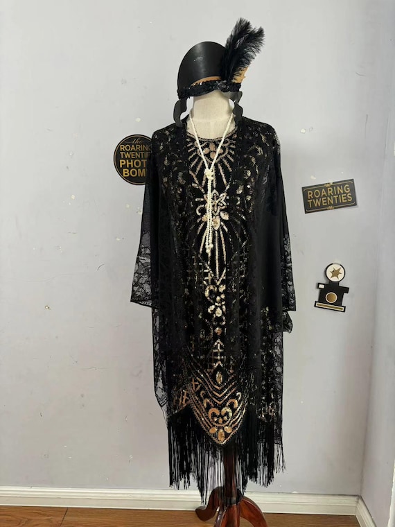1920s Gatsby Flapper Dress - Sequin Embellished Mesh Fringe Dress For Themed Parties - View #8