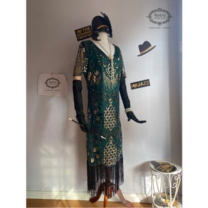 20er Jahre Roaring Deco Gatsby Kostüm Flapper Kleid Brautjungfer Hochzeitskleid Pailletten Perlen Bestickt Charleston Downton Musik Show Kleid mit Fransen
