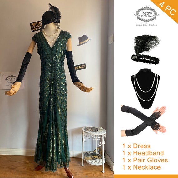 Flapper Costume Green Long Dress Flapper Costume Green Long Dress
