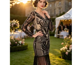 1920s Sequin Gatsby Mini Feather dress, Mermaid Evening Short Prom Gown