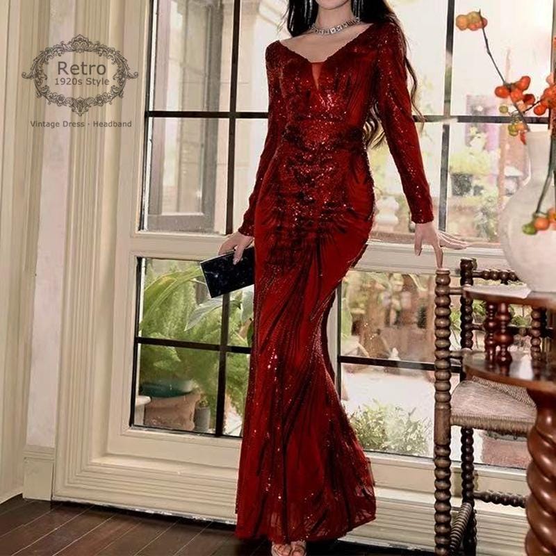 Sequin Dresses Red Great Gatsby Dress 1920s Red Natalia Long Gatsby Dress Sequin Dresses Red Great Gatsby Dress 1920s Red Natalia Long Gatsby Dress