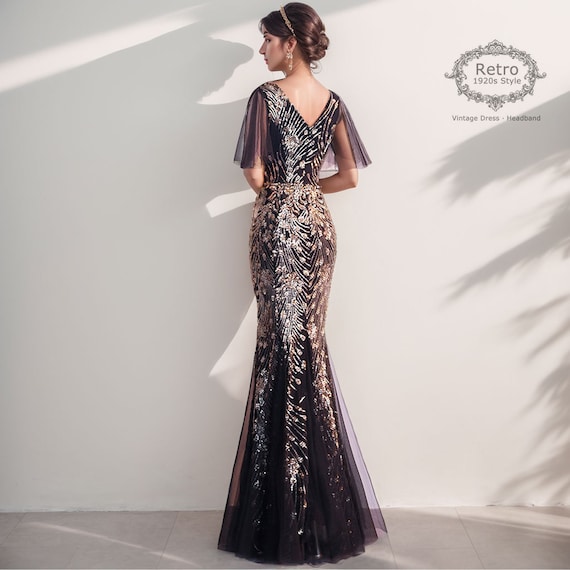1920s Sequin Gatsby Dress: Art Deco Evening Gown - Etsy