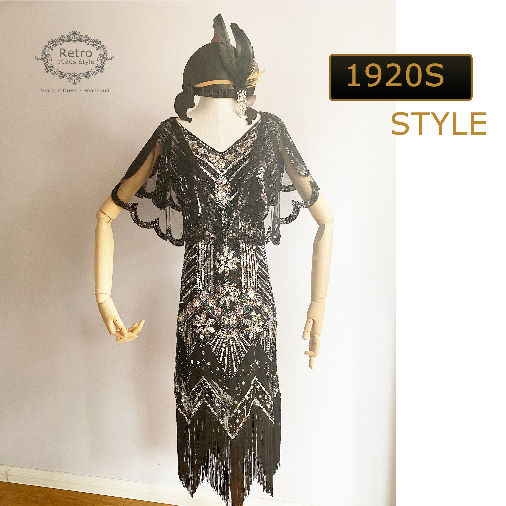 1920s The Great Gatsby Outfit Sheath/Column Scoop Sequins Vintage Dresses main image 0