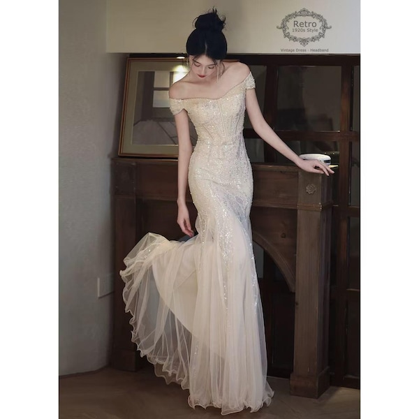 1920S Gatsby Silver Cocktail Dress Sequin Homecoming Party Dress，Wedding Formal Party Gowns Mermaid Evening Prom Dresses,Bridal Patry Dress